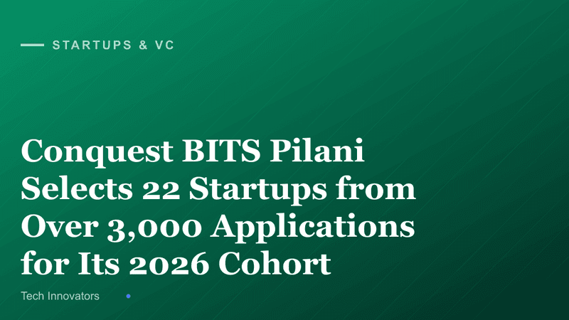 Conquest BITS Pilani Selects 22 Startups from Over 3,000 Applications for Its 2026 Cohort
